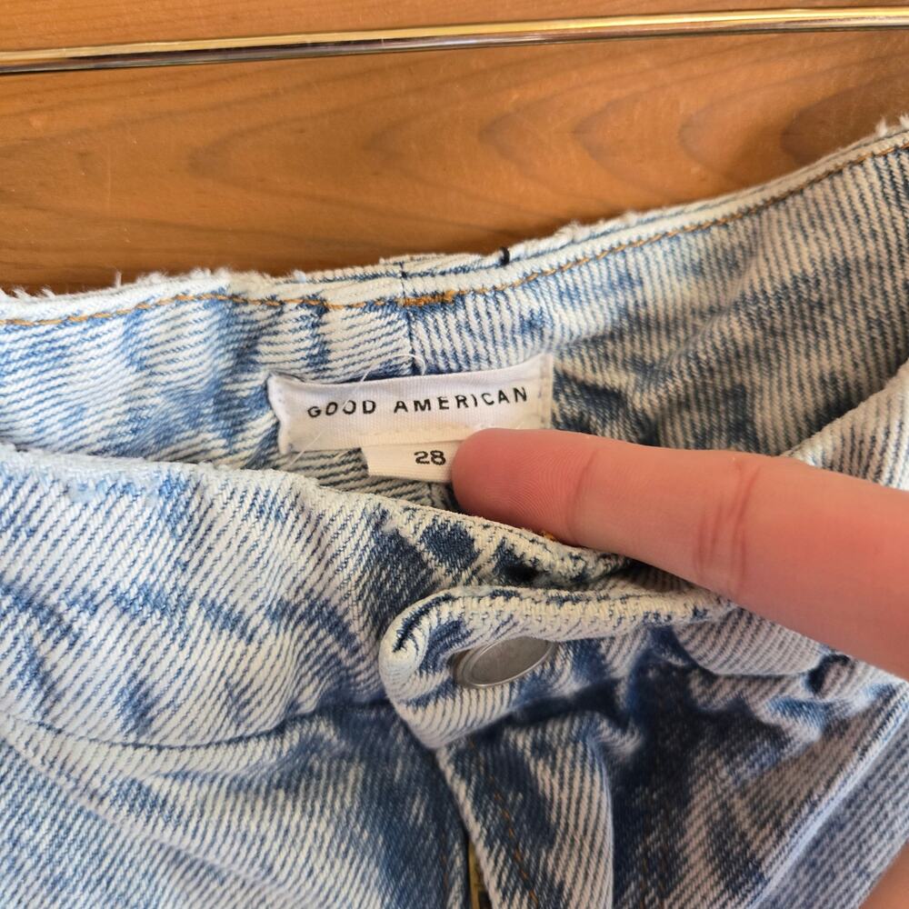 Good American Good 90's Relaxed Straight Jean Blue542 28 Distressed Y2K Retro - Picture 3 of 7